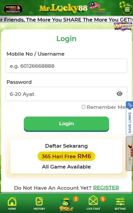 MrLucky88 Login on Mobile